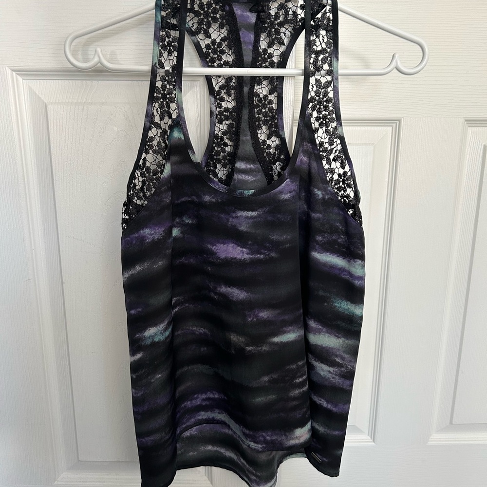 Guess Black and Purple Lace Tank Top